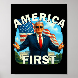Gritty Bold Retro Political Slogan America First D Poster