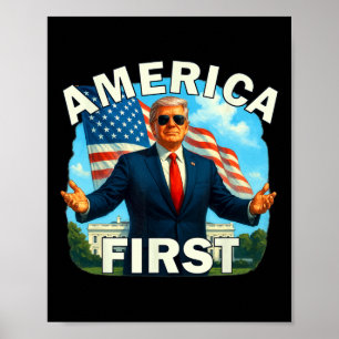 Gritty Bold Retro Political Slogan America First D Poster