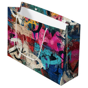 Gritty City Wall Graffiti Pink Blue Black Large Gift Bag