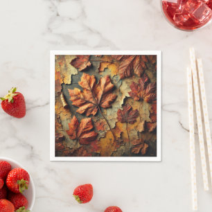 Gritty Fall Leaves Cracked Paint Découpage Napkins