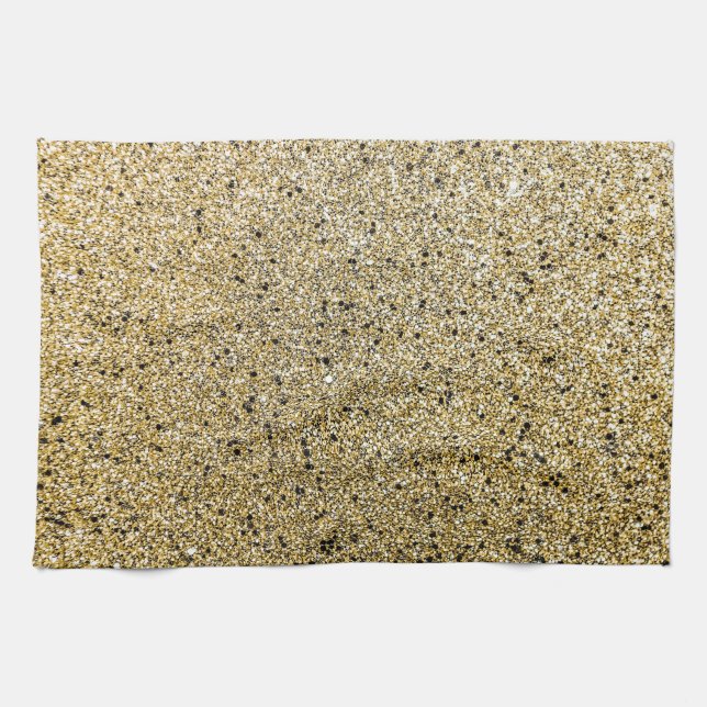 Gritty Gold Glitter Sparkle Tea Towel (Horizontal)