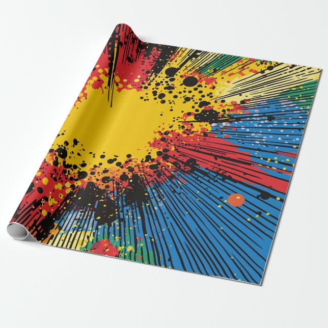 Gritty Graffiti Yellow Blast Speed Line Wrapping Paper (Unrolled)
