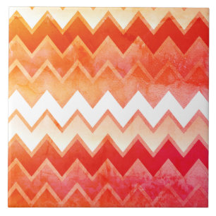 Gritty Orange Chevron Pattern  Tile