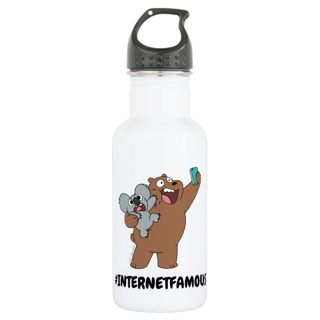Grizz & Nom Nom - #InternetFamous 532 Ml Water Bottle (Front)