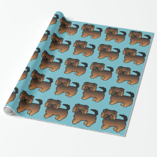 Grizzle Norfolk Terrier Cartoon Dog Pattern Blue Wrapping Paper