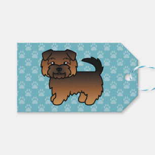 Grizzle Norfolk Terrier Dog On Blue Background Gift Tags