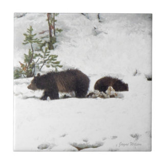 Grizzlies in the Snow Tile
