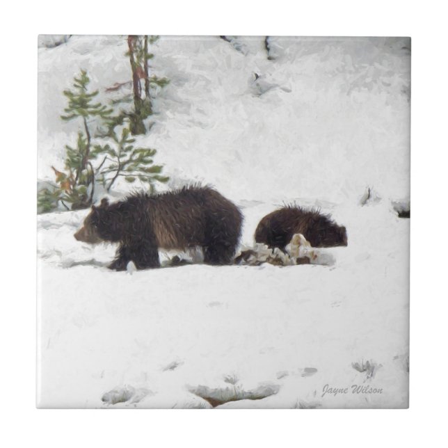 Grizzlies in the Snow Tile (Front)