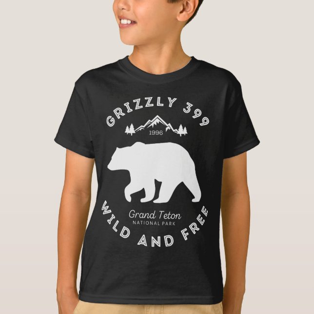 Grizzly 399 Wild & Free Grand Teton National Park T-Shirt (Front)