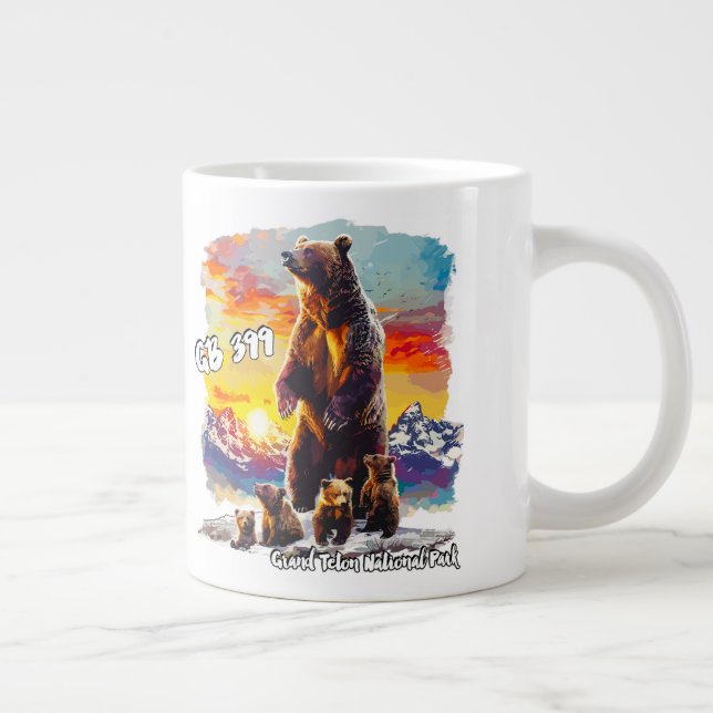 Grizzly Bear 399 4 Cubs Grand Teton National Park Large Coffee Mug (Right)