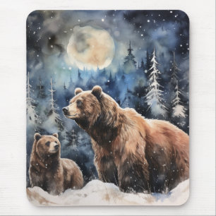 Grizzly Bear and Baby Mouse Pad