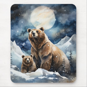 Grizzly Bear and Baby Mouse Pad