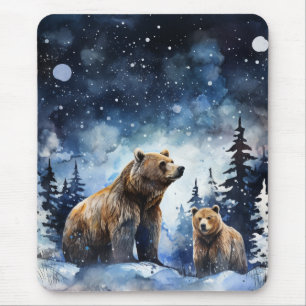 Grizzly Bear and Baby Mouse Pad