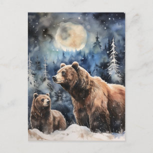Grizzly Bear and Baby Postcard