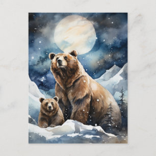 Grizzly Bear and Baby Postcard