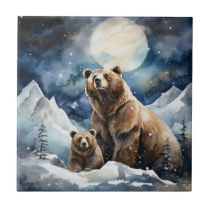Grizzly Bear and Baby Tile