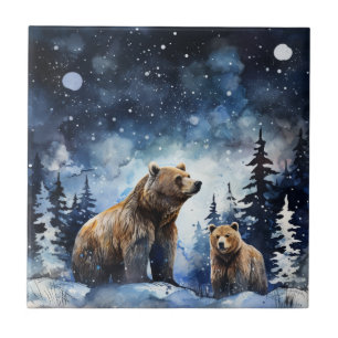Grizzly Bear and Baby Tile