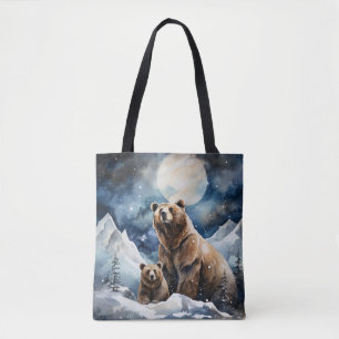 Grizzly Bear and Baby Tote Bag