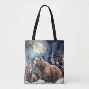 Grizzly Bear and Baby Tote Bag