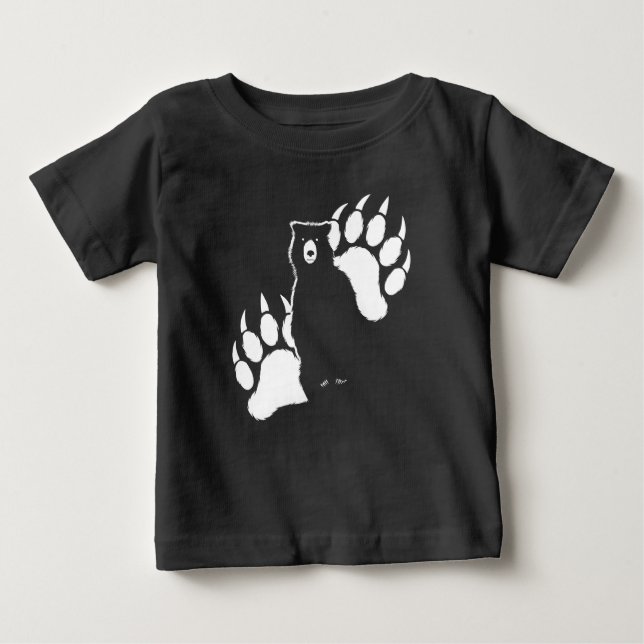 Grizzly bear and footprints Graphic Design Baby T-Shirt (Front)
