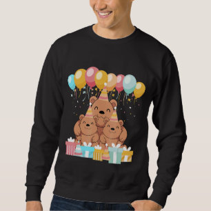 Grizzly Bear Animal Family Kids Birthday Party Cut Sweatshirt