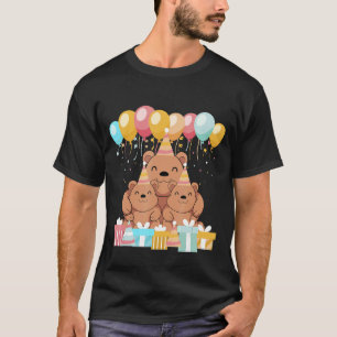 Grizzly Bear Animal Family Kids Birthday Party Cut T-Shirt