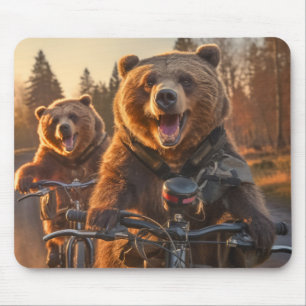 Grizzly Bear Animal Fun Cycling Bike Happy Relax  Mouse Pad