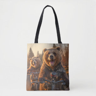 Grizzly Bear Animal Fun Cycling Bike Happy Relax Tote Bag