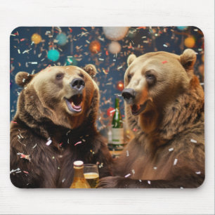 Grizzly Bear Animal Fun Party Celebration Happy Mouse Pad