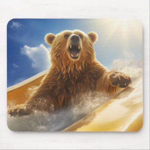 Grizzly Bear Animal Fun Water Slide Happy Time Mouse Pad