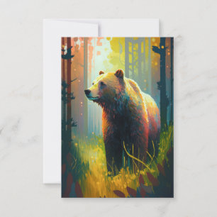 Grizzly Bear Animal Portrait Painting Wildlife Art Thank You Card