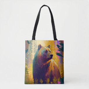 Grizzly Bear Animal Portrait Painting Wildlife Art Tote Bag