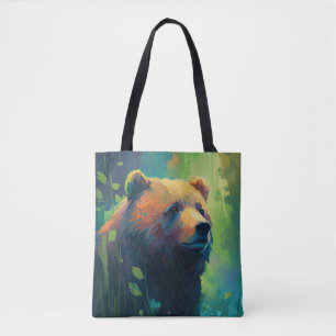 Grizzly Bear Animal Portrait Painting Wildlife Art Tote Bag