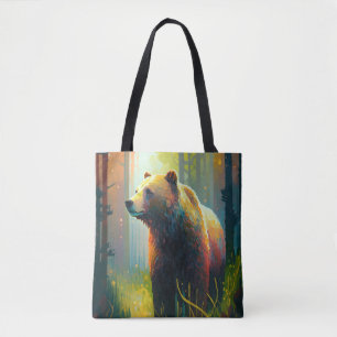 Grizzly Bear Animal Portrait Painting Wildlife Art Tote Bag