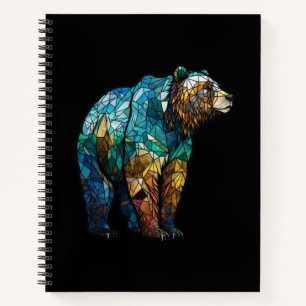 Grizzly Bear Animal Portrait Stained Glass Forest Notebook