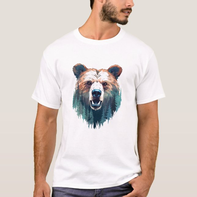Grizzly Bear Animal World Wildlife Beauty Painting T-Shirt (Front)
