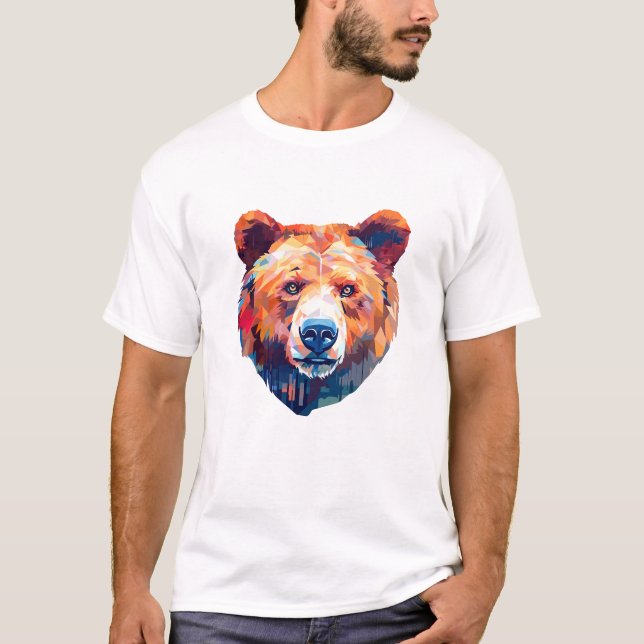 Grizzly Bear Animal World Wildlife Beauty Painting T-Shirt (Front)