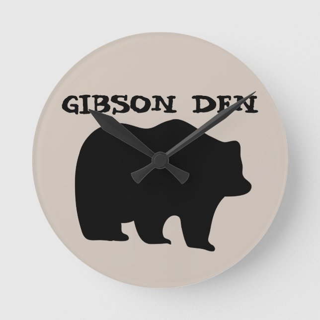 GRIZZLY BEAR ART PERSONALIZED CLOCK (Front)