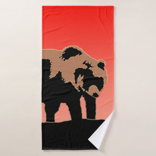 Grizzly Bear at Sunset - Original Wildlife Art Bath Towel Set