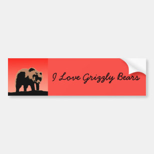 Grizzly Bear at Sunset  - Original Wildlife Art Bumper Sticker
