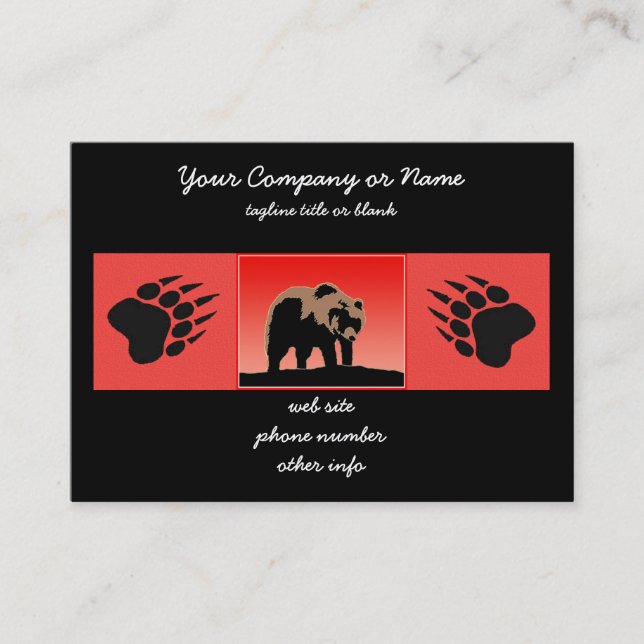 Grizzly Bear at Sunset  - Original Wildlife Art Business Card (Front)