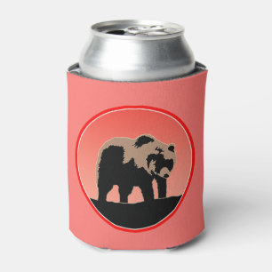 Grizzly Bear at Sunset - Original Wildlife Art Can Cooler