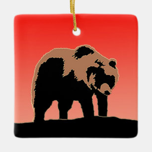 Grizzly Bear at Sunset  - Original Wildlife Art Ceramic Ornament