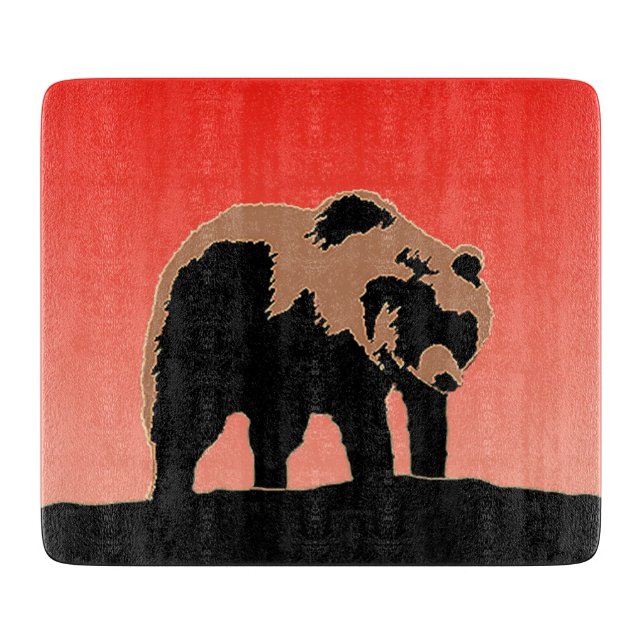 Grizzly Bear at Sunset  - Original Wildlife Art Cutting Board (Front)
