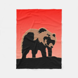 Grizzly Bear at Sunset - Original Wildlife Art Fleece Blanket
