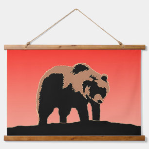Grizzly Bear at Sunset  - Original Wildlife Art Hanging Tapestry