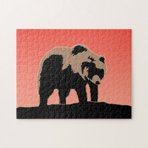 Grizzly Bear at Sunset  - Original Wildlife Art Jigsaw Puzzle