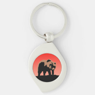 Grizzly Bear at Sunset - Original Wildlife Art Key Ring