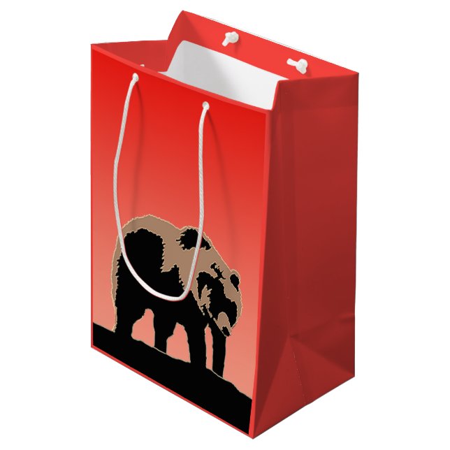 Grizzly Bear at Sunset  - Original Wildlife Art Medium Gift Bag (Front Angled)