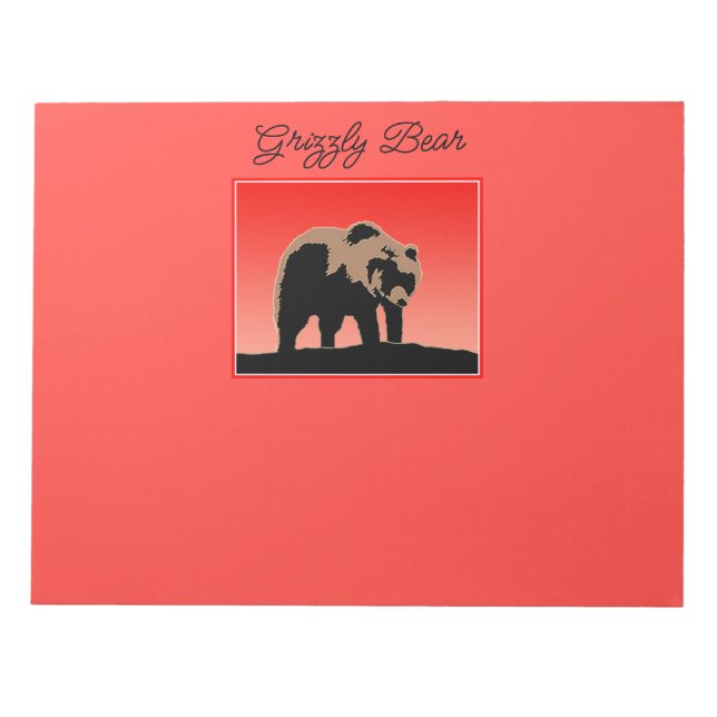 Grizzly Bear at Sunset  - Original Wildlife Art Notepad (Front)